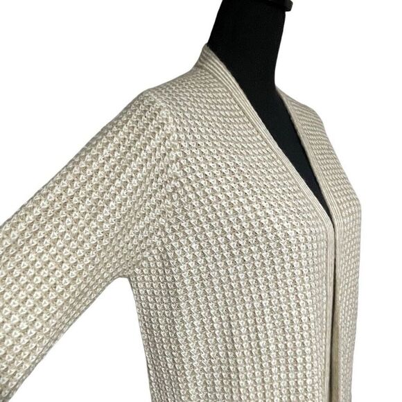 Fortune+Ivy Tan and White Knit Longline Open Front Cardigan - Picture 2 of 6